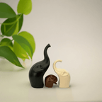 Decorative Elephant Ceramic Figurines set of 3 Black Brown and Off White - Che Cose Belle