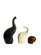 Decorative Elephant Ceramic Figurines set of 3 Black Brown and Off White - Che Cose Belle