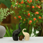 Decorative Elephant Ceramic Figurines set of 3 Black Brown and Off White - Che Cose Belle