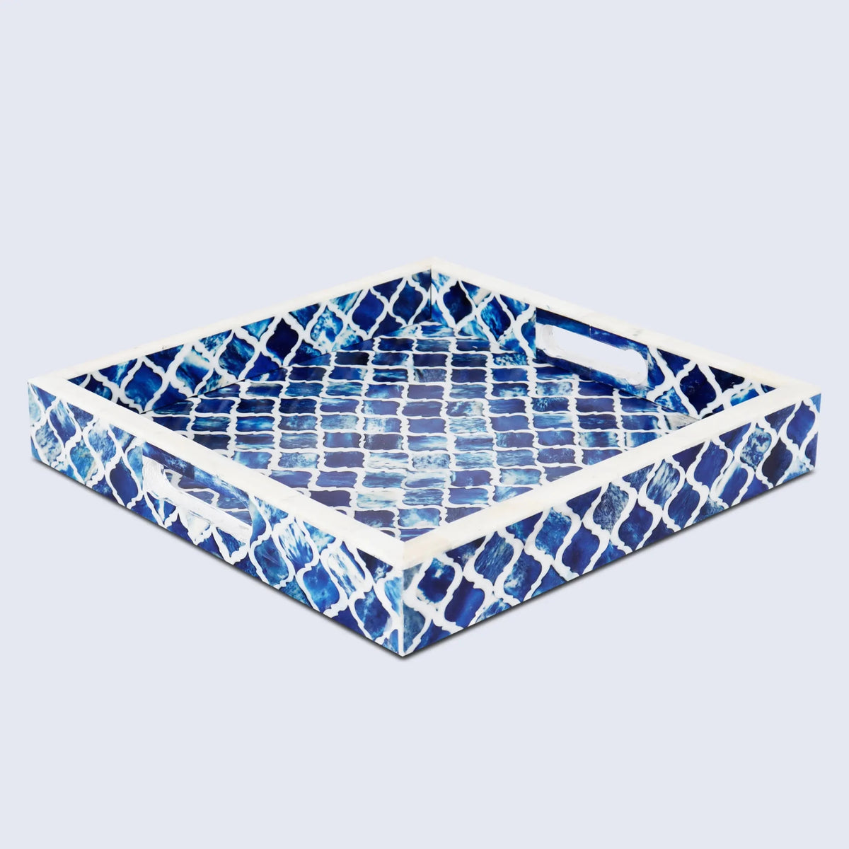 Decorative Moroccan Tray – Blue & White Design, Available in 3 Sizes - Che Cose Belle