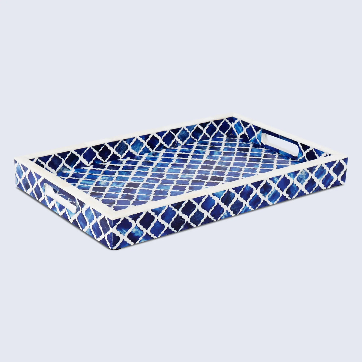 Decorative Moroccan Tray – Blue & White Design, Available in 3 Sizes - Che Cose Belle
