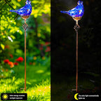 Decorative Solar Lights, Outdoor Solar Bird Stake Lights, Hand Blown Glass Decorative Garden Pathway Lights Outdoor Waterproof Glass Stakes (Dark Blue) - Che Cose Belle