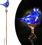 Decorative Solar Lights, Outdoor Solar Bird Stake Lights, Hand Blown Glass Decorative Garden Pathway Lights Outdoor Waterproof Glass Stakes (Dark Blue) - Che Cose Belle