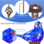 Decorative Solar Lights, Outdoor Solar Bird Stake Lights, Hand Blown Glass Decorative Garden Pathway Lights Outdoor Waterproof Glass Stakes (Dark Blue) - Che Cose Belle