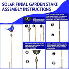 Decorative Solar Lights, Outdoor Solar Bird Stake Lights, Hand Blown Glass Decorative Garden Pathway Lights Outdoor Waterproof Glass Stakes (Dark Blue) - Che Cose Belle