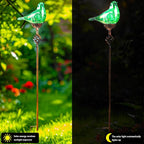 Decorative Solar Lights Outdoor Solar Bird Stake Lights Hand Blown Glass Decorative Garden Pathway Lights Outdoor Waterproof Glass Stakes (Green) - Che Cose Belle
