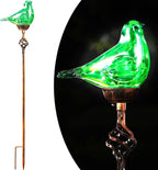 Decorative Solar Lights Outdoor Solar Bird Stake Lights Hand Blown Glass Decorative Garden Pathway Lights Outdoor Waterproof Glass Stakes (Green) - Che Cose Belle