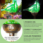 Decorative Solar Lights Outdoor Solar Bird Stake Lights Hand Blown Glass Decorative Garden Pathway Lights Outdoor Waterproof Glass Stakes (Green) - Che Cose Belle