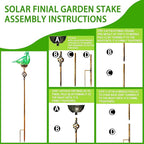 Decorative Solar Lights Outdoor Solar Bird Stake Lights Hand Blown Glass Decorative Garden Pathway Lights Outdoor Waterproof Glass Stakes (Green) - Che Cose Belle