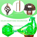 Decorative Solar Lights Outdoor Solar Bird Stake Lights Hand Blown Glass Decorative Garden Pathway Lights Outdoor Waterproof Glass Stakes (Green) - Che Cose Belle