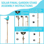 Decorative Solar Lights, Outdoor Solar Bird Stake Lights, Hand Blown Glass Decorative Garden Pathway Lights Outdoor Waterproof Glass Stakes (Light Blue) - Che Cose Belle
