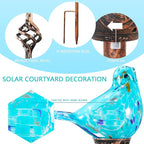 Decorative Solar Lights, Outdoor Solar Bird Stake Lights, Hand Blown Glass Decorative Garden Pathway Lights Outdoor Waterproof Glass Stakes (Light Blue) - Che Cose Belle