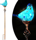 Decorative Solar Lights, Outdoor Solar Bird Stake Lights, Hand Blown Glass Decorative Garden Pathway Lights Outdoor Waterproof Glass Stakes (Light Blue) - Che Cose Belle