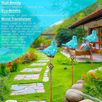 Decorative Solar Lights, Outdoor Solar Bird Stake Lights, Hand Blown Glass Decorative Garden Pathway Lights Outdoor Waterproof Glass Stakes (Light Blue) - Che Cose Belle