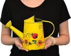 Decorative Sunflower & Ladybug Metal Watering Can (Vol: 4 Cups) | Small Yellow Watering Can | Garden Décor Housewarming Gift for Mother Women Friends Gardeners - Che Cose Belle