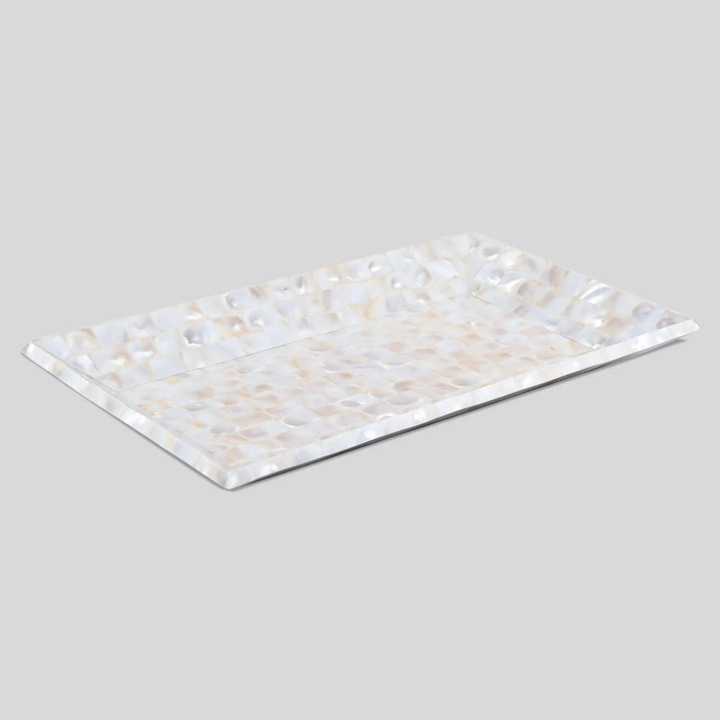 Decorative Tray Mother of Pearl White Vanity & Dresser Organizer – 12" x 7" - Che Cose Belle