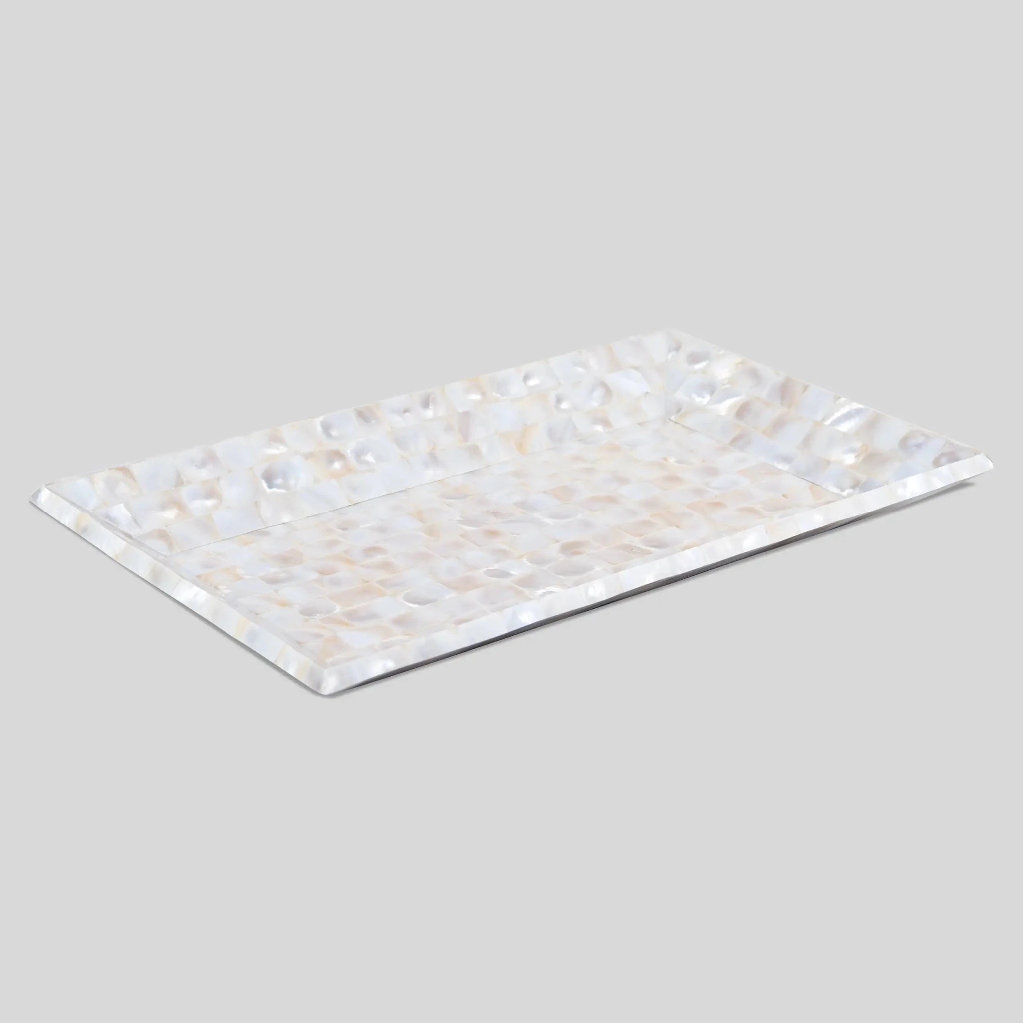 Decorative Tray Mother of Pearl White Vanity & Dresser Organizer – 12" x 7" - Che Cose Belle