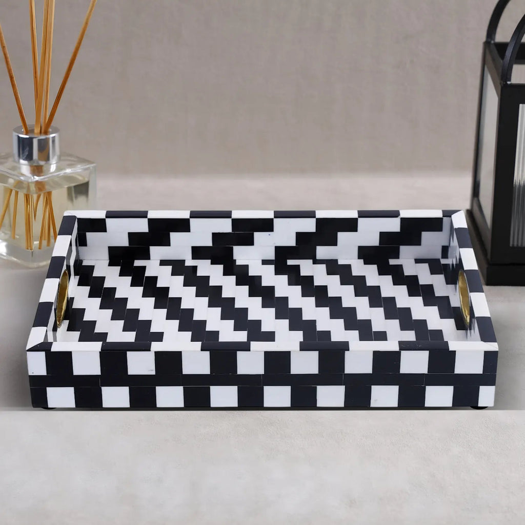 Decorative Tray Pixel Inspired Resin Inlay Vanity & Dresser Organizer – 11x17 Inch - Che Cose Belle