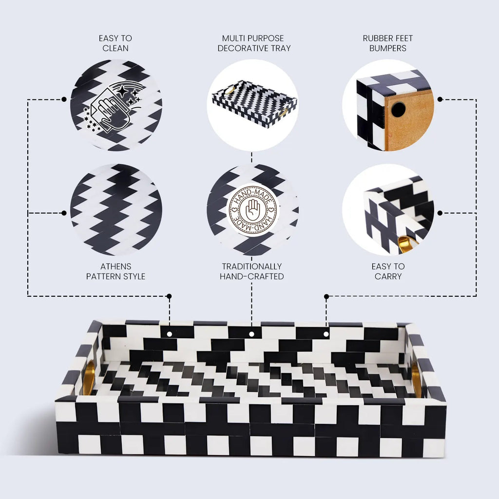 Decorative Tray Pixel Inspired Resin Inlay Vanity & Dresser Organizer – 11x17 Inch - Che Cose Belle