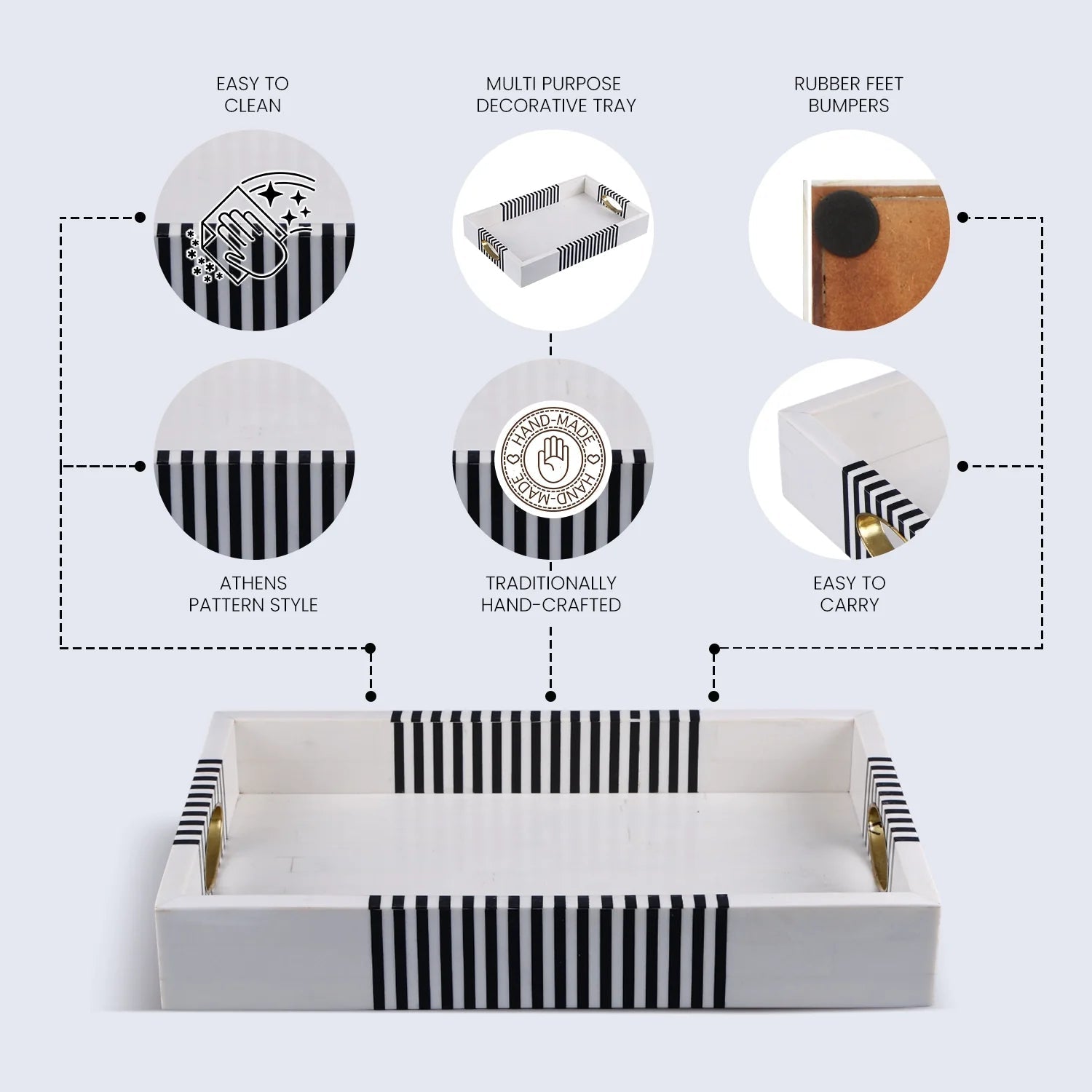 Decorative Tray Reflect Inspired Resin Inlay Vanity & Dresser Organizer – 11x17 Inch - Che Cose Belle