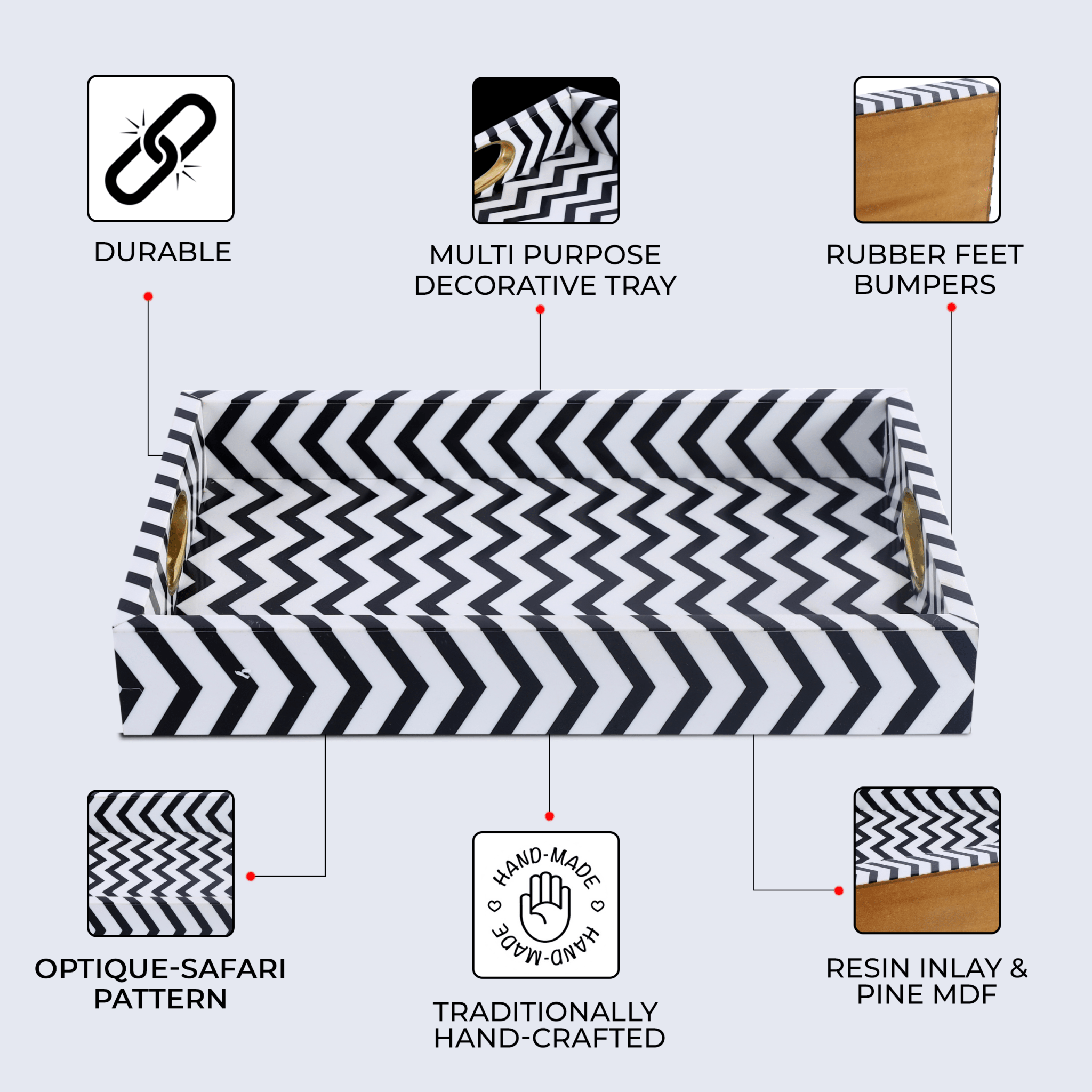 Decorative Tray Safari Inspired Resin Inlay Vanity & Dresser Organizer – 11x17 Inch - Che Cose Belle