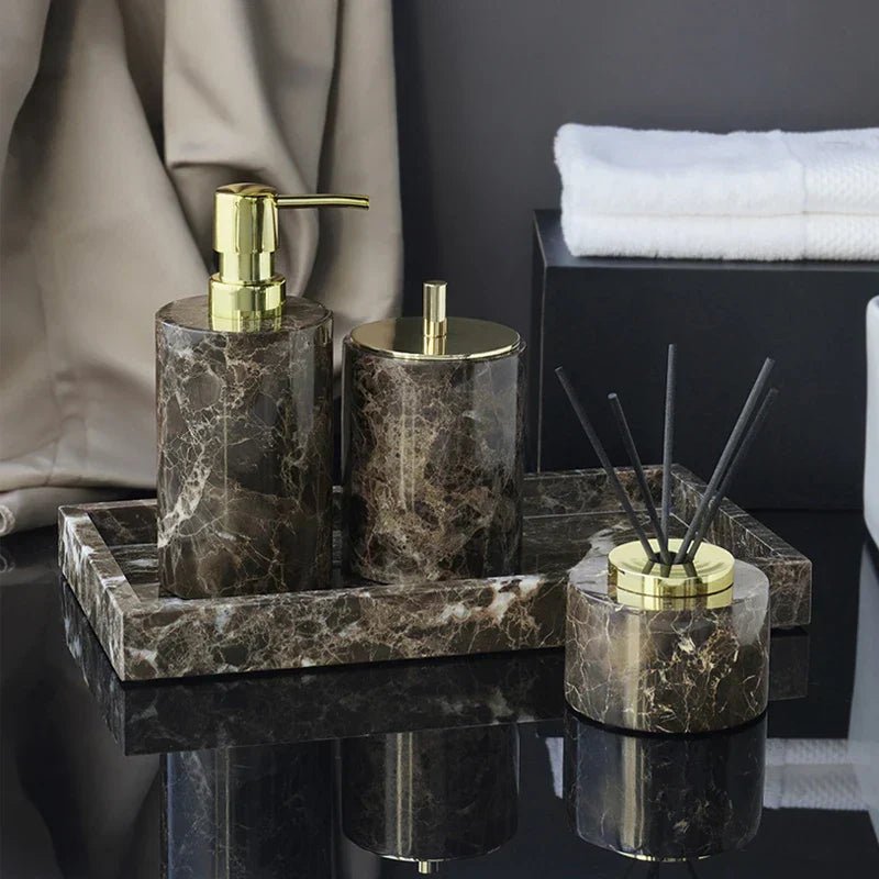 DecorBites™ Emperador Dark Marble Bathroom Set with Luxury Accessories - Che Cose Belle