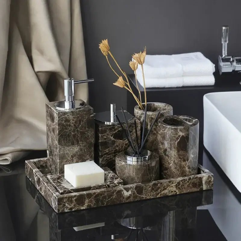 DecorBites™ Emperador Dark Marble Bathroom Set with Luxury Accessories - Che Cose Belle