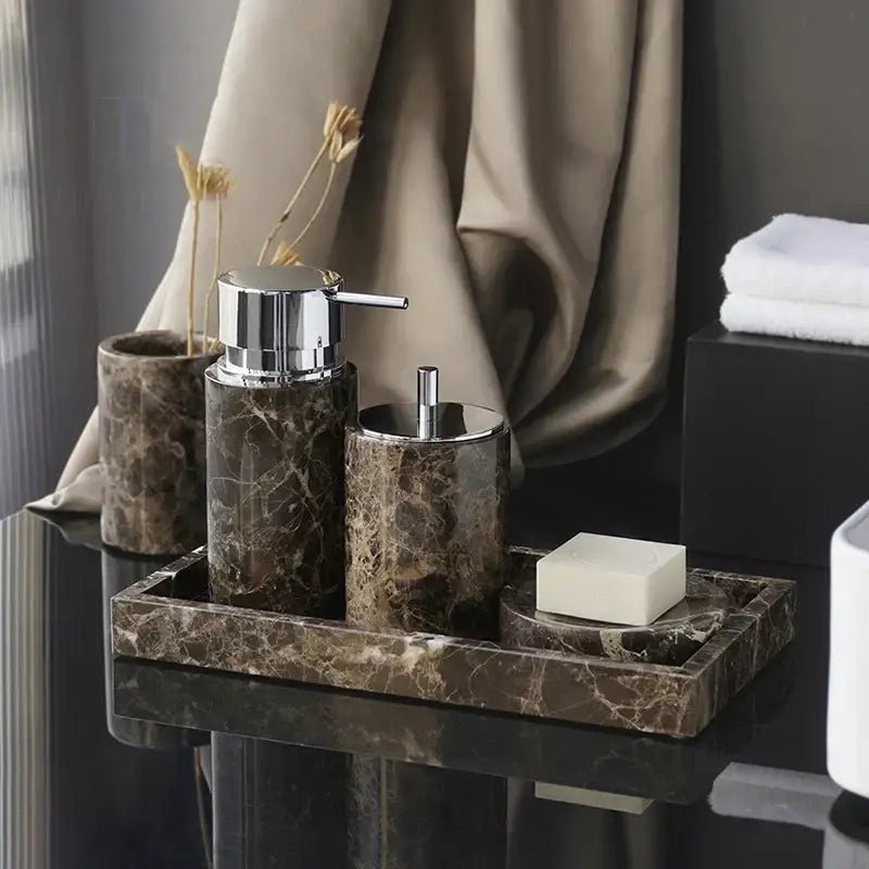 DecorBites™ Emperador Dark Marble Bathroom Set with Luxury Accessories - Che Cose Belle