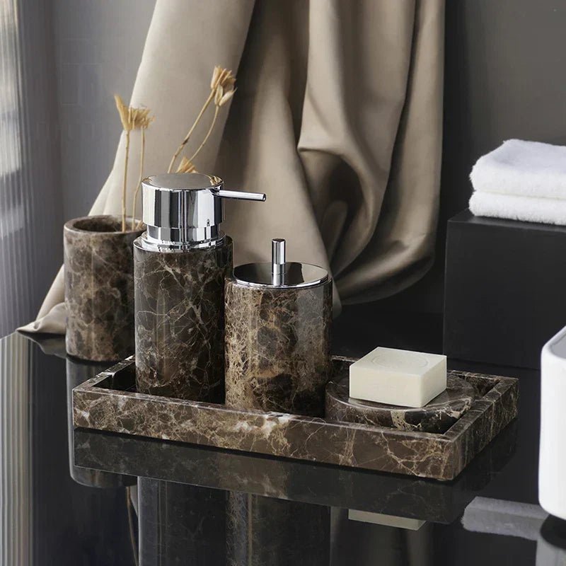DecorBites™ Emperador Dark Marble Bathroom Set with Luxury Accessories - Che Cose Belle
