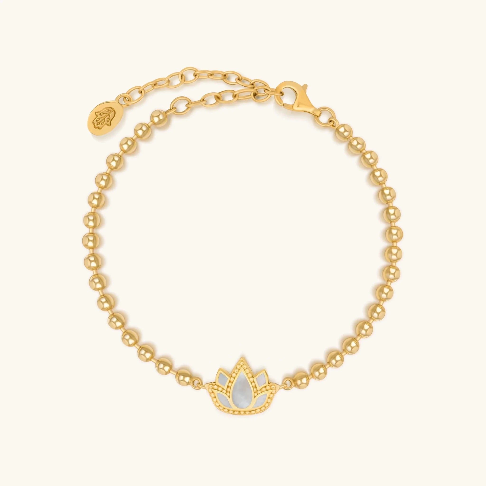 Delicate Karma Lotus Mother of Pearl Bracelet - Che Cose Belle