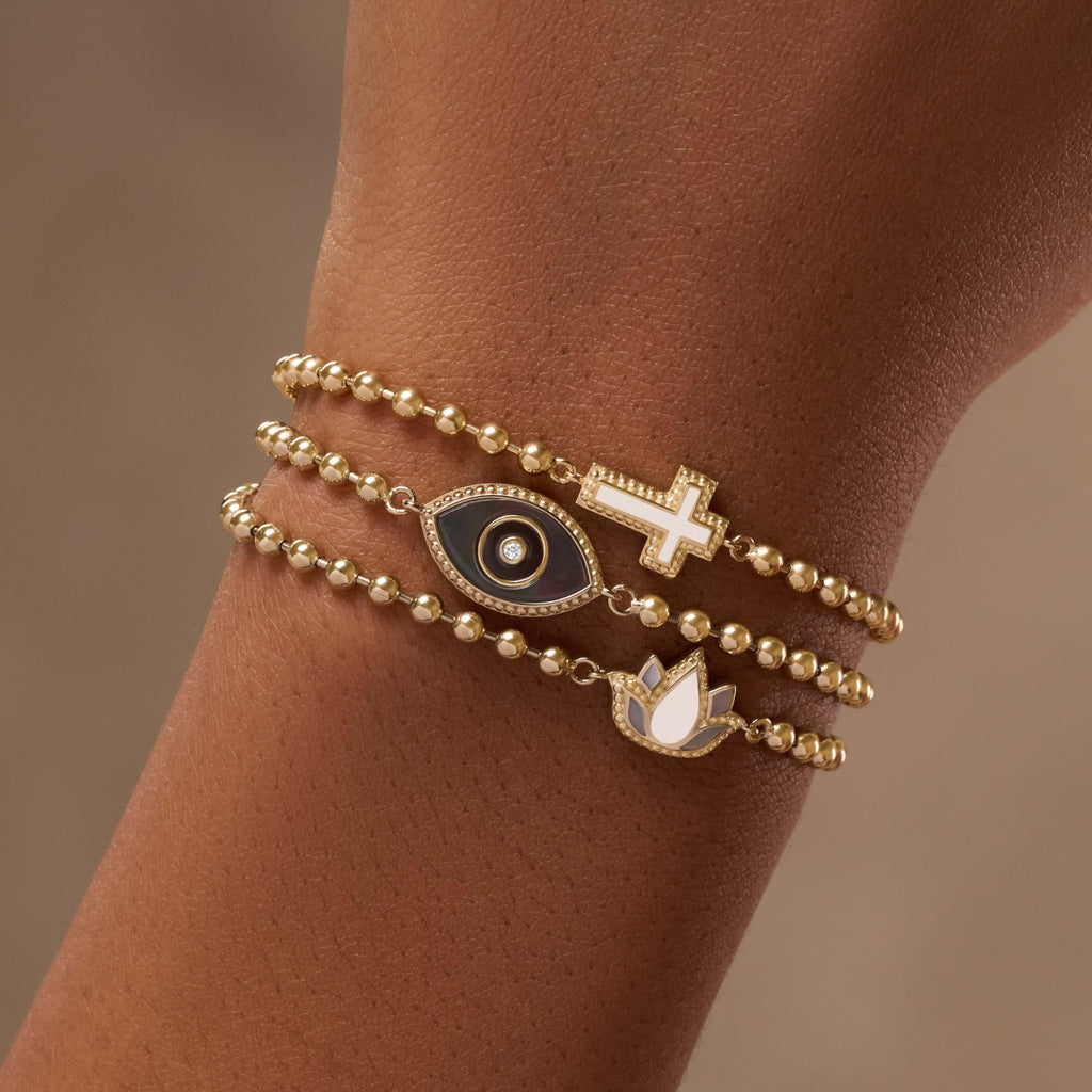 Delicate Karma Lotus Mother of Pearl Bracelet - Che Cose Belle