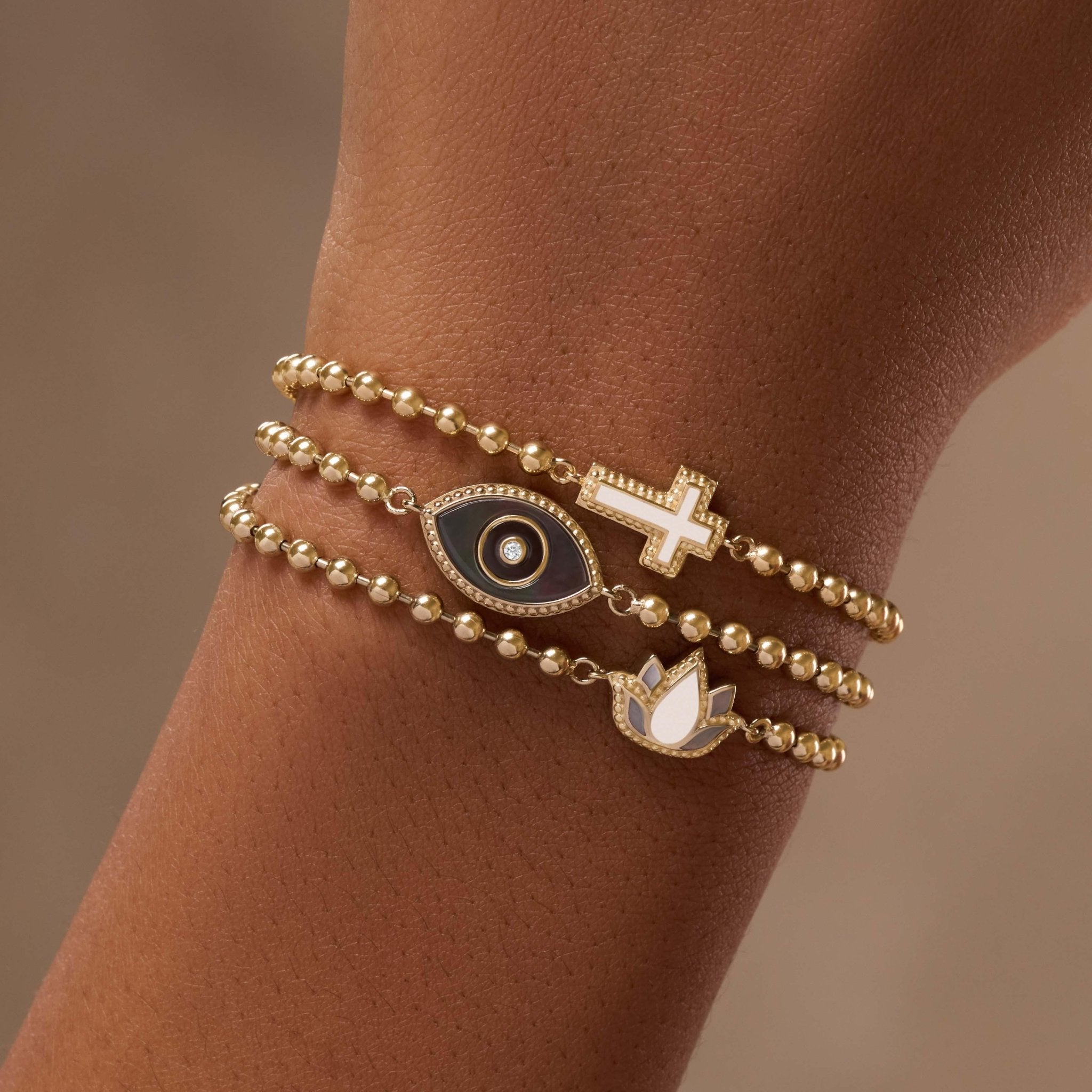 Delicate Karma Lotus Mother of Pearl Bracelet - Che Cose Belle