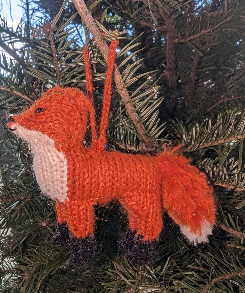 Delightful Orange Hand Knit Fox Ornament Arcadia Home - Che Cose Belle