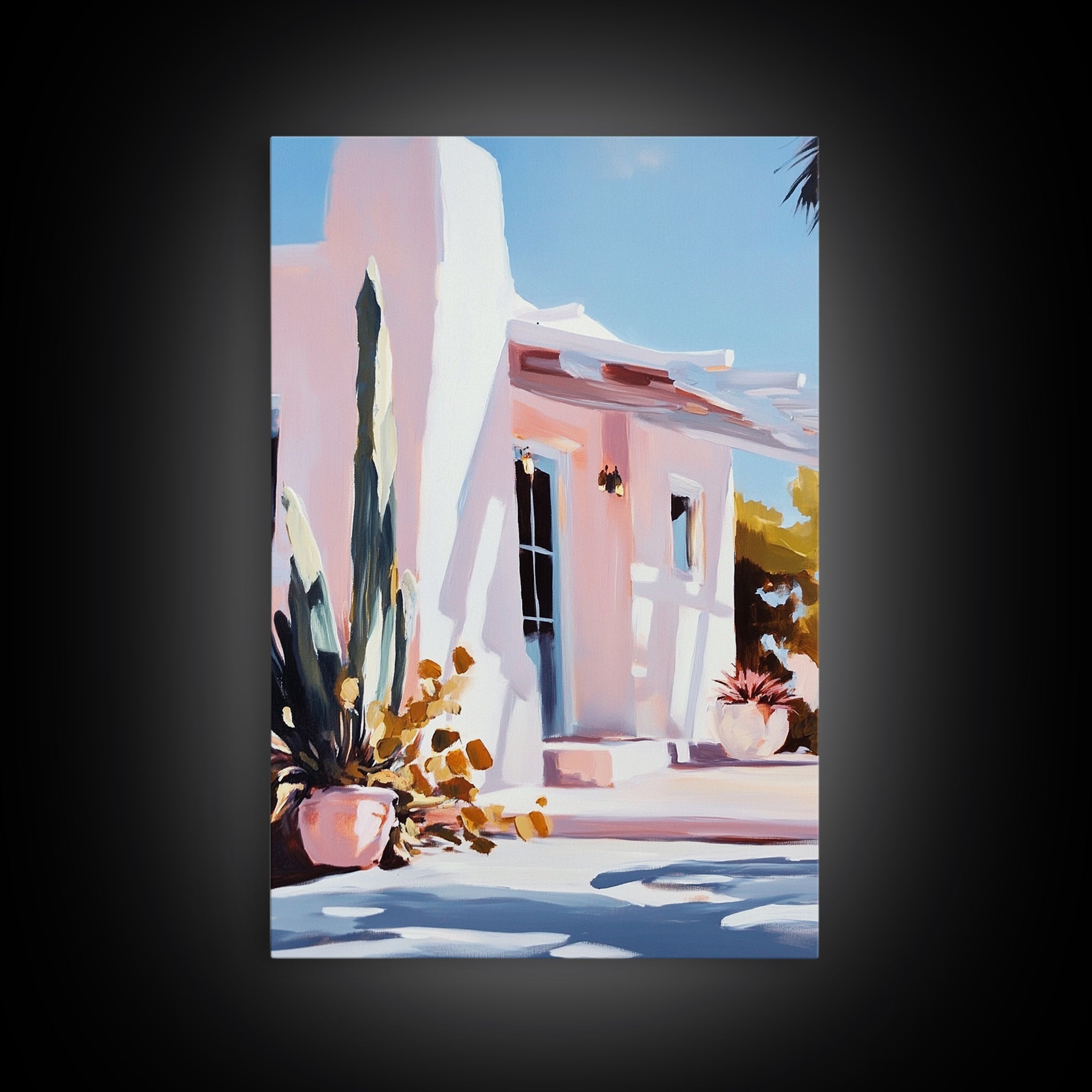 Desert House, Southwest Art, Warm Aesthetic, Boho Home, Framed Canvas Print, Modern Rustic Decor, Living Room Wall Art, Earthy Colors - Che Cose Belle
