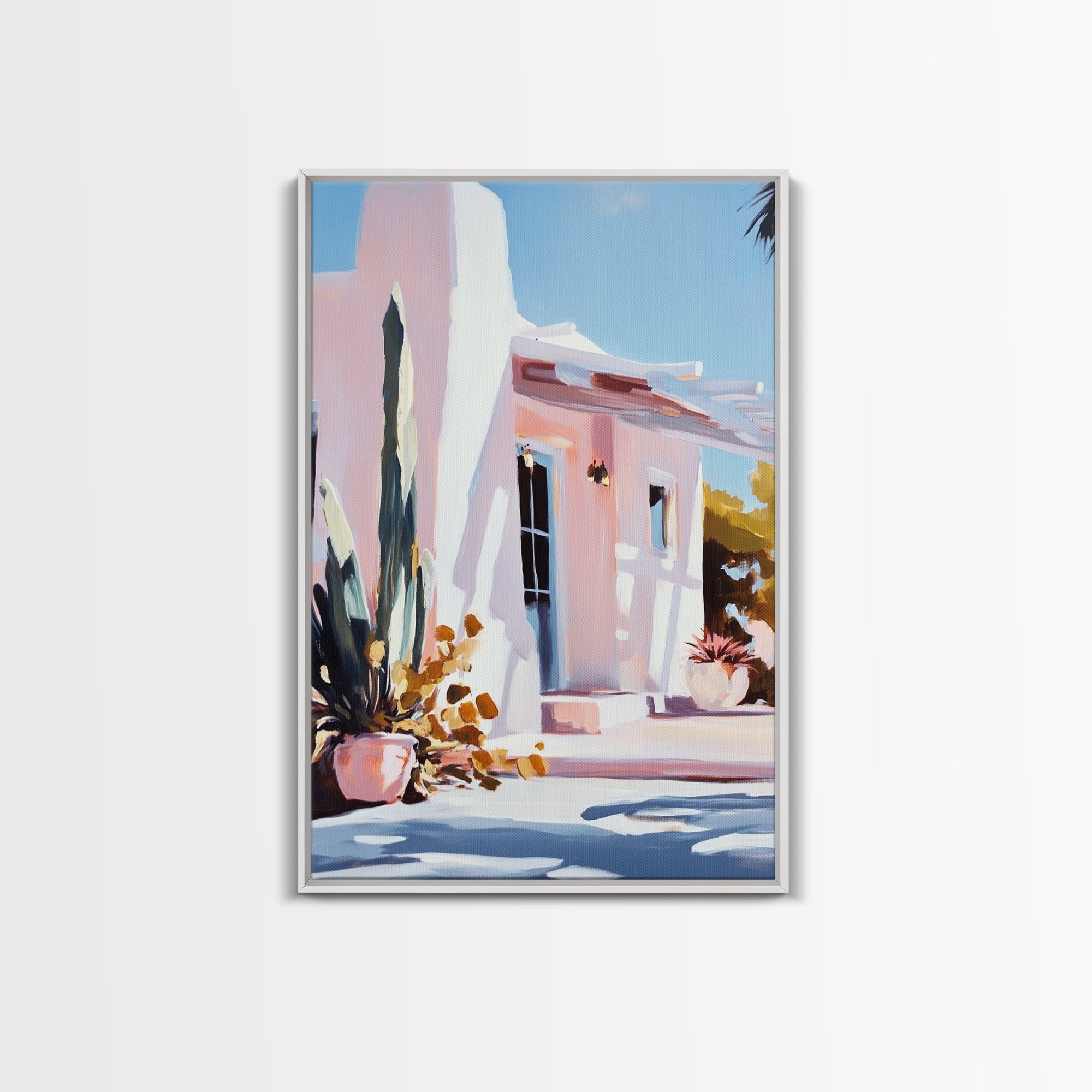 Desert House, Southwest Art, Warm Aesthetic, Boho Home, Framed Canvas Print, Modern Rustic Decor, Living Room Wall Art, Earthy Colors - Che Cose Belle