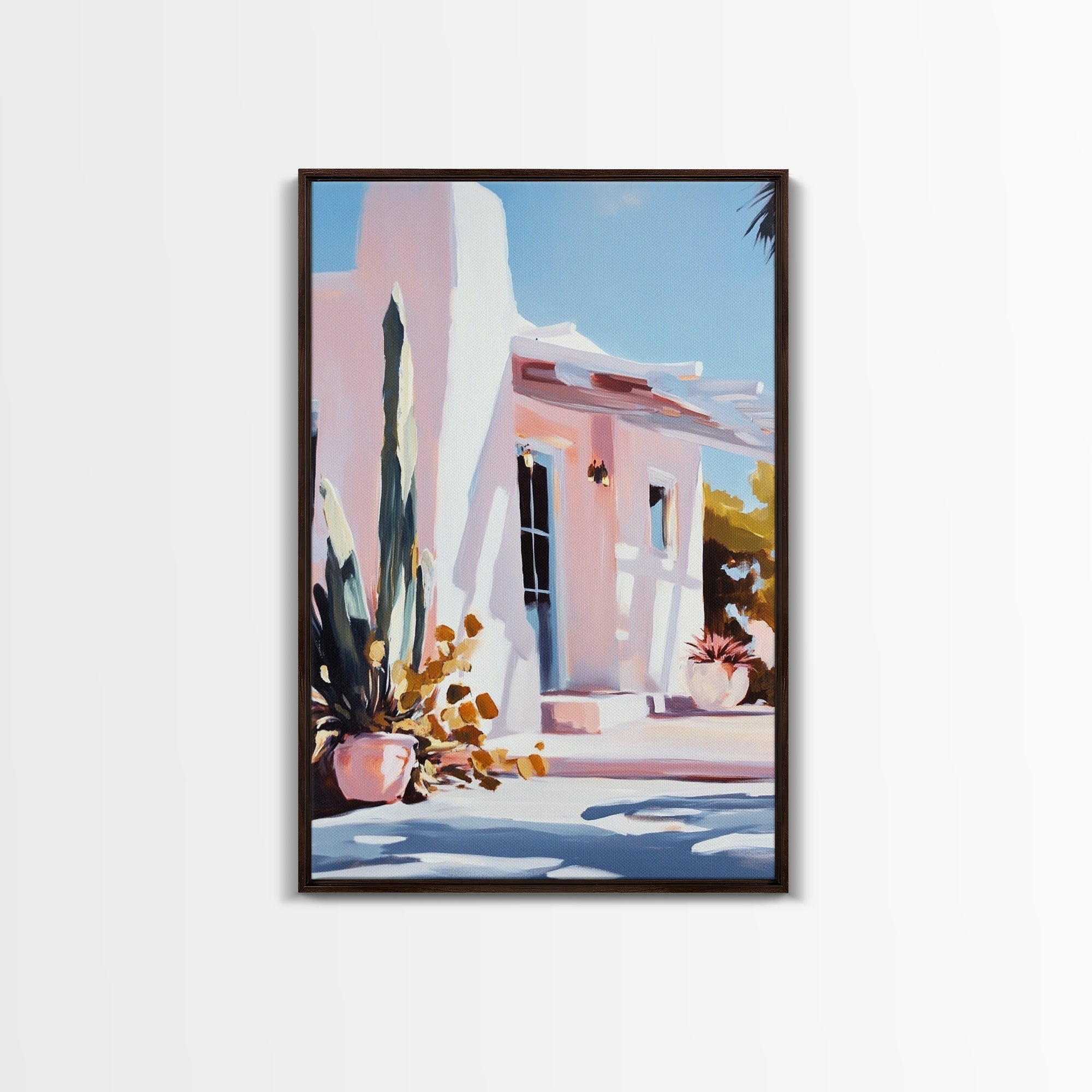Desert House, Southwest Art, Warm Aesthetic, Boho Home, Framed Canvas Print, Modern Rustic Decor, Living Room Wall Art, Earthy Colors - Che Cose Belle
