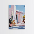 Desert House, Southwest Art, Warm Aesthetic, Boho Home, Framed Canvas Print, Modern Rustic Decor, Living Room Wall Art, Earthy Colors - Che Cose Belle