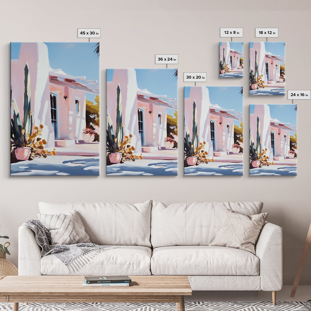 Desert House, Southwest Art, Warm Aesthetic, Boho Home, Framed Canvas Print, Modern Rustic Decor, Living Room Wall Art, Earthy Colors - Che Cose Belle