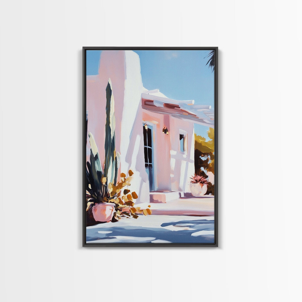 Desert House, Southwest Art, Warm Aesthetic, Boho Home, Framed Canvas Print, Modern Rustic Decor, Living Room Wall Art, Earthy Colors - Che Cose Belle