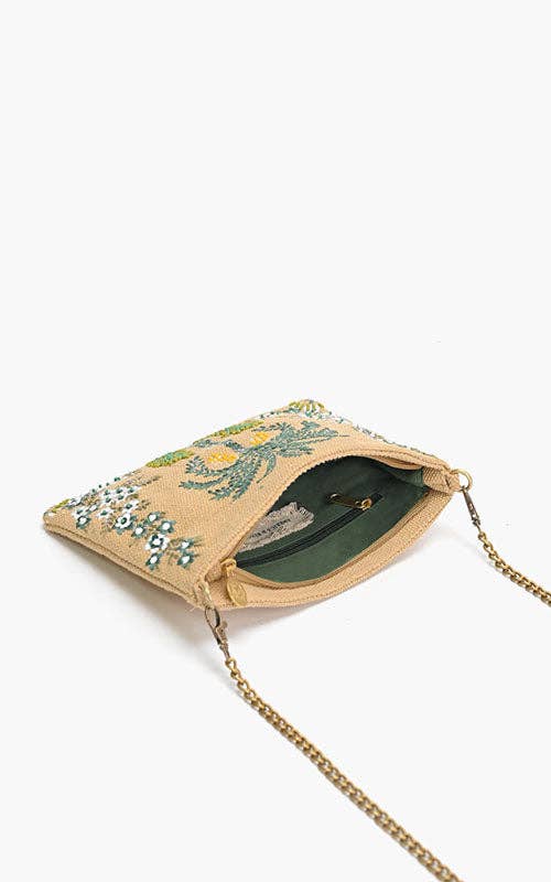 Desert Oasis Embellished Clutch – Luxe Handwoven Jacquard - Che Cose Belle
