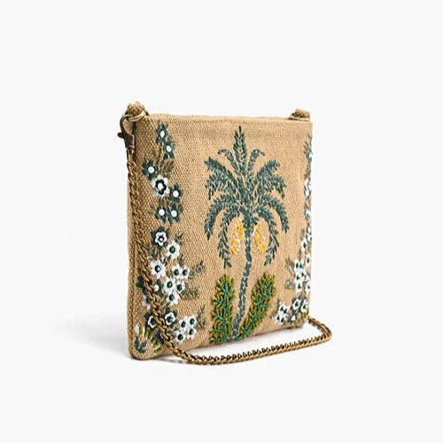 Desert Oasis Embellished Clutch – Luxe Handwoven Jacquard - Che Cose Belle