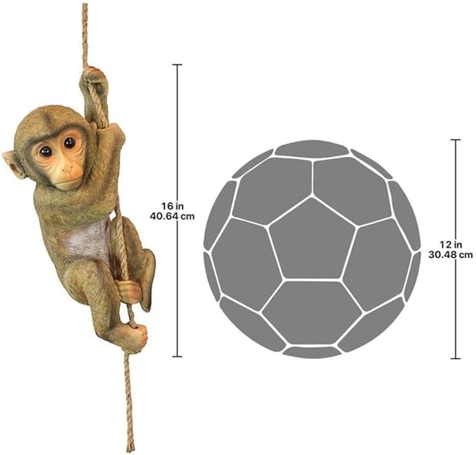 Design Toscano Chico the Chimpanzee Baby Monkey Hanging Indoor/Outdoor Animal Statue, 16 Inch Long, Cast Stone Resin, Brown Painted Finish - Che Cose Belle