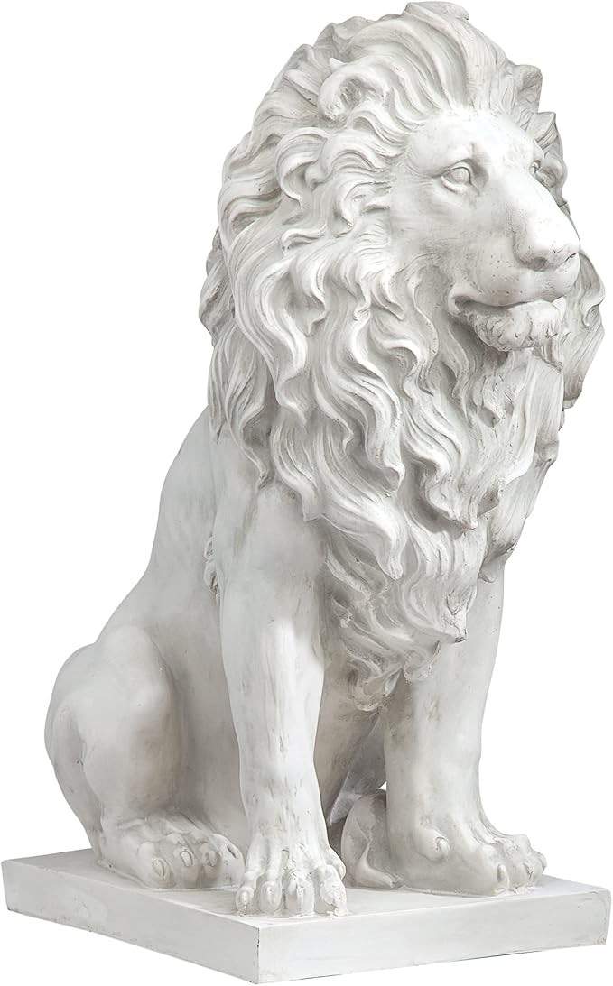 Design Toscano Lion of Florence Sentinel Indoor/Outdoor Animal Statue, 28 Inch Tall, Cast Stone Resin, Antique Stone Finish - Che Cose Belle