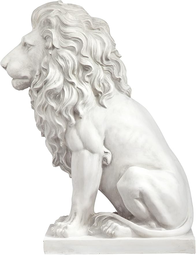 Design Toscano Lion of Florence Sentinel Indoor/Outdoor Animal Statue, 28 Inch Tall, Cast Stone Resin, Antique Stone Finish - Che Cose Belle
