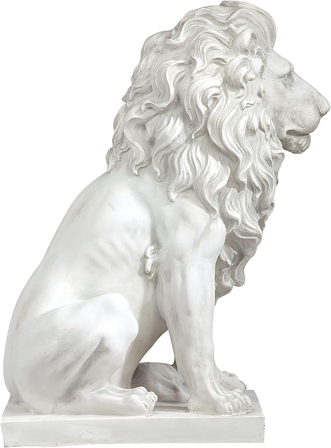 Design Toscano Lion of Florence Sentinel Indoor/Outdoor Animal Statue, 28 Inch Tall, Cast Stone Resin, Antique Stone Finish - Che Cose Belle