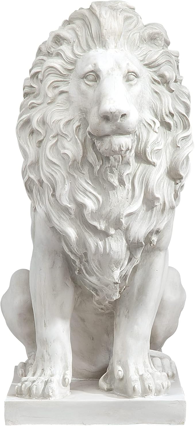 Design Toscano Lion of Florence Sentinel Indoor/Outdoor Animal Statue, 28 Inch Tall, Cast Stone Resin, Antique Stone Finish - Che Cose Belle