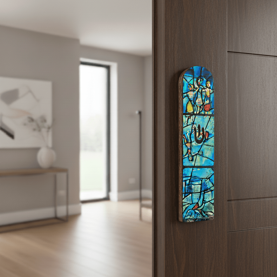 Designed Wooden Mezuzah Case – Modern Judaica Art | Chagall Series - Che Cose Belle