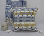 Designer Striped Pillow with Mini Poms and Tassels 20"x20" - Che Cose Belle