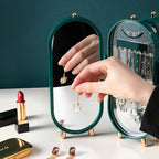 Desktop Jewelry Storage Box Multilayer Dustproof Earrings Rings Necklaces Display Holder Case for Women Jewelry Organizer Box Collapsible Earring Holder Jewelry Organizer Box with Mirror Earring Necklace Jewelry Box Organizer - Che Cose Belle