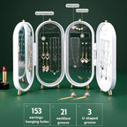 Desktop Jewelry Storage Box Multilayer Dustproof Earrings Rings Necklaces Display Holder Case for Women Jewelry Organizer Box Collapsible Earring Holder Jewelry Organizer Box with Mirror Earring Necklace Jewelry Box Organizer - Che Cose Belle
